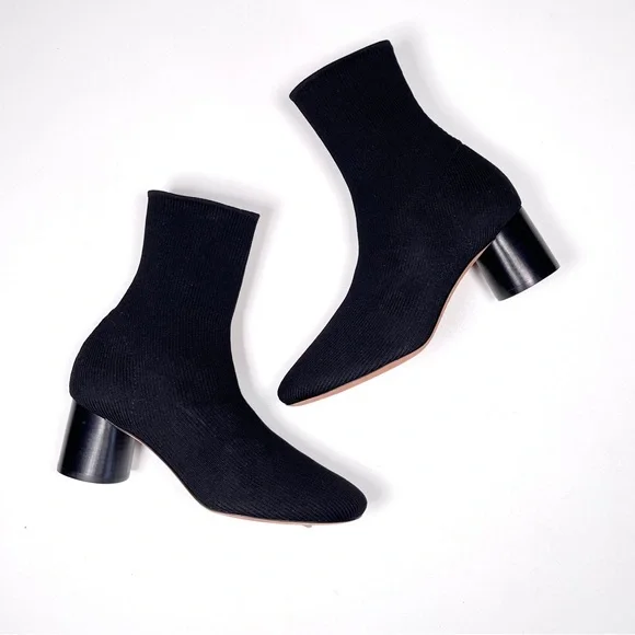 VINCE Womans Boots NEW Tasha booties in black slip on knit sock